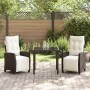 Conjunto de Comedor de Jardín 3 pcs Marrón ratán sintético