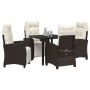 Conjunto de Comedor de Jardín 5 pcs Marrón ratán sintético