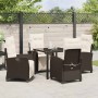 Conjunto de Comedor de Jardín 5 pcs Marrón ratán sintético