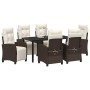 Conjunto de Comedor de Jardín 7 pcs Marrón ratán sintético