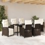 Conjunto de Comedor de Jardín 7 pcs Marrón ratán sintético