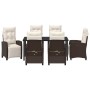 Conjunto de Comedor de Jardín 7 pcs Marrón ratán sintético