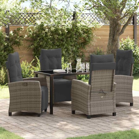 Conjunto de Comedor de Jardín 5 pcs Gris ratán sintético
