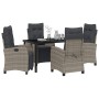 Conjunto de Comedor de Jardín 5 pcs Gris ratán sintético