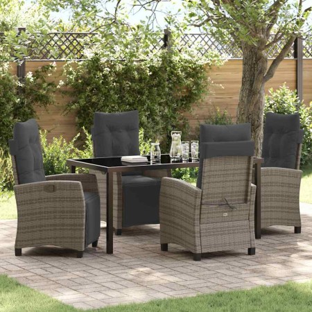 Conjunto de Comedor de Jardín 5 pcs Gris ratán sintético
