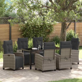 Conjunto de Comedor de Jardín 7 pcs Gris ratán sintético