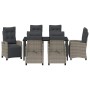 Conjunto de Comedor de Jardín 7 pcs Gris ratán sintético