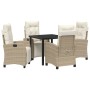 Conjunto de Comedor de Jardín 5 pcs Beige ratán sintético