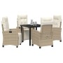Conjunto de Comedor de Jardín 5 pcs Beige ratán sintético