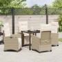 Conjunto de Comedor de Jardín 5 pcs Beige ratán sintético