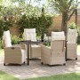 Conjunto de Comedor de Jardín 5 pcs Beige ratán sintético
