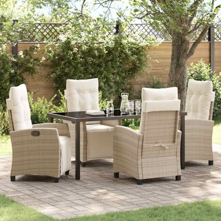 Conjunto de Comedor de Jardín 5 pcs Beige ratán sintético