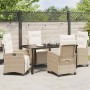 Conjunto de Comedor de Jardín 5 pcs Beige ratán sintético