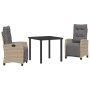 Conjunto de Comedor de Jardín 3 pcs Beige ratán sintético