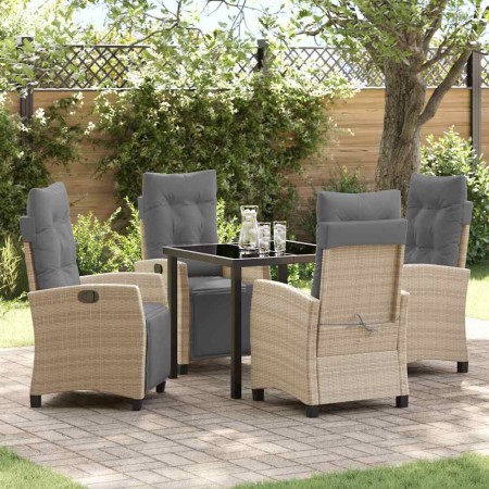 Conjunto de Comedor de Jardín 5 pcs Beige ratán sintético