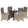 Conjunto de Comedor de Jardín 5 pcs Beige ratán sintético