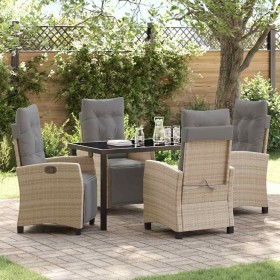 Conjunto de Comedor de Jardín 5 pcs Beige ratán sintético