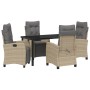 Conjunto de Comedor de Jardín 5 pcs Beige ratán sintético