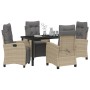 Conjunto de Comedor de Jardín 5 pcs Beige ratán sintético