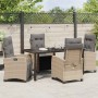 Conjunto de Comedor de Jardín 5 pcs Beige ratán sintético