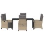 Conjunto de Comedor de Jardín 5 pcs Beige ratán sintético
