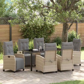 Conjunto de Comedor de Jardín 7 pcs Beige ratán sintético