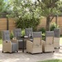 Conjunto de Comedor de Jardín 7 pcs Beige ratán sintético