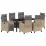 Conjunto de Comedor de Jardín 7 pcs Beige ratán sintético