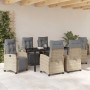 Conjunto de Comedor de Jardín 7 pcs Beige ratán sintético