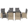 Conjunto de Comedor de Jardín 7 pcs Beige ratán sintético