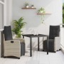 Conjunto de Comedor de Jardín 3 pcs Gris Claro ratán sintético
