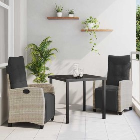 Conjunto de Comedor de Jardín 3 pcs Gris Claro ratán sintético