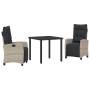 Conjunto de Comedor de Jardín 3 pcs Gris Claro ratán sintético