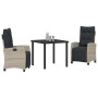 Conjunto de Comedor de Jardín 3 pcs Gris Claro ratán sintético