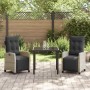 Conjunto de Comedor de Jardín 3 pcs Gris Claro ratán sintético