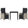 Conjunto de Comedor de Jardín 3 pcs Gris Claro ratán sintético