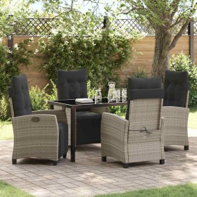 Conjunto de Comedor de Jardín 5 pcs Gris Claro ratán sintético