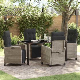 Conjunto de Comedor de Jardín 5 pcs Gris Claro ratán sintético