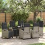 Conjunto de Comedor de Jardín 7 pcs Gris Claro ratán sintético
