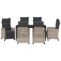 Conjunto de Comedor de Jardín 7 pcs Gris Claro ratán sintético