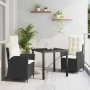 Conjunto de Comedor de Jardín 3 pcs Negro ratán sintético