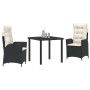 Conjunto de Comedor de Jardín 3 pcs Negro ratán sintético