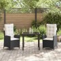 Conjunto de Comedor de Jardín 3 pcs Negro ratán sintético