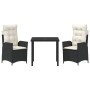 Conjunto de Comedor de Jardín 3 pcs Negro ratán sintético