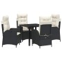 Conjunto de Comedor de Jardín 5 pcs Negro ratán sintético