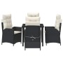Conjunto de Comedor de Jardín 5 pcs Negro ratán sintético