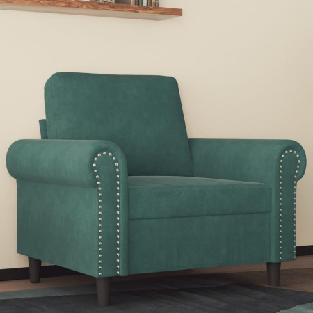 Sillón de terciopelo verde oscuro 60 cm