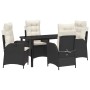 Conjunto de Comedor de Jardín 5 pcs Negro ratán sintético