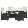 Conjunto de Comedor de Jardín 5 pcs Negro ratán sintético