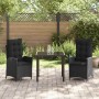 Conjunto de Comedor de Jardín 3 pcs Negro ratán sintético